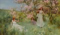 The first days of spring Alfred Glendening JR flowers garden girls